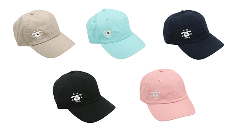 おきたキャップ　エクリュ／ブルーミント／ネイビー／ブラック／サーモンピンク　各3,000円(税込) 